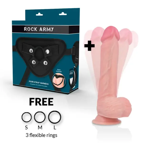 ROCKARMY - Arnés + Hawk Rotador y Vibrador 22 cm - O - 4.6 cm - Imagen 2