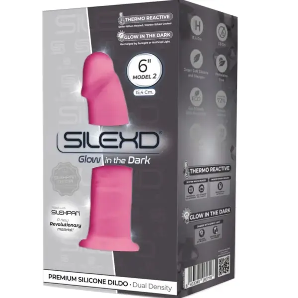 SILEXD - Modelo 2 Pene Realístico Silicona Premium Silexpan Rosa Fluorescente 15 cm - Imagen 2