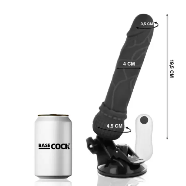 Basecock - Vibrador Realístico Control Remoto Negro 19.5 cm - 4 cm - Imagen 2