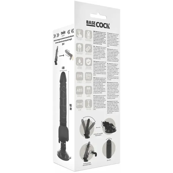 BASECOCK - Vibrador realístico control remoto negro 18.5 cm x 4 cm - Imagen 6