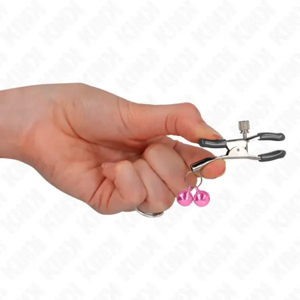 KINK - Pinzas para Pezones con Doble Campanilla Rosa 6 cm - Imagen 4