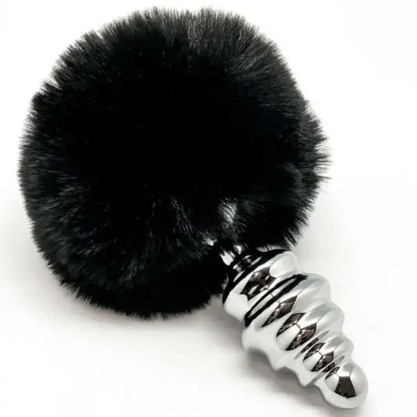 ALIVE - Anal Pleasure Plug Espiral Metal Pompon Negro Talla S