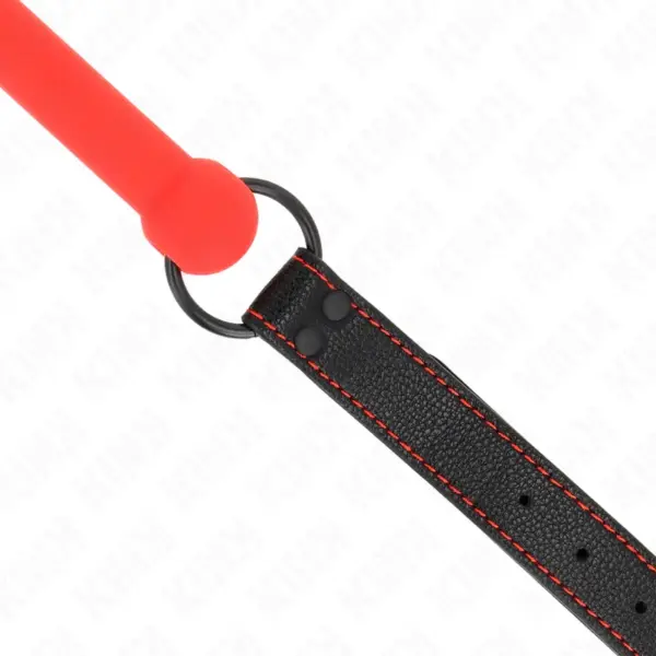 KINK - Mordaza Forma de Hueso con Correa Polipiel Rojo Ajustable 41-57 cm - Imagen 4
