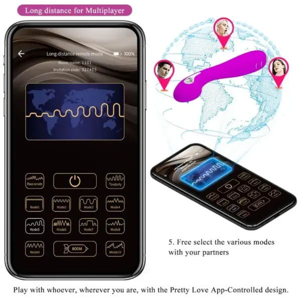 Pretty Love - Vibrador electroshock morado con control APP - Imagen 14