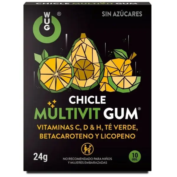 WUG GUM - Chicles Multivitamínicos con Vitamina C, H, D, Betacaroteno, Licopeno y Té Verde - Imagen 2