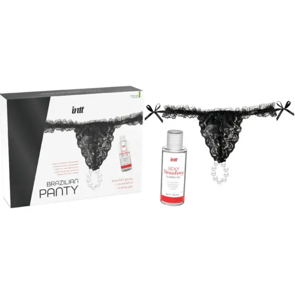 INTT Releases - Panty Brasileña Negra con Perlas y Gel Lubricante 50 ML - Imagen 3