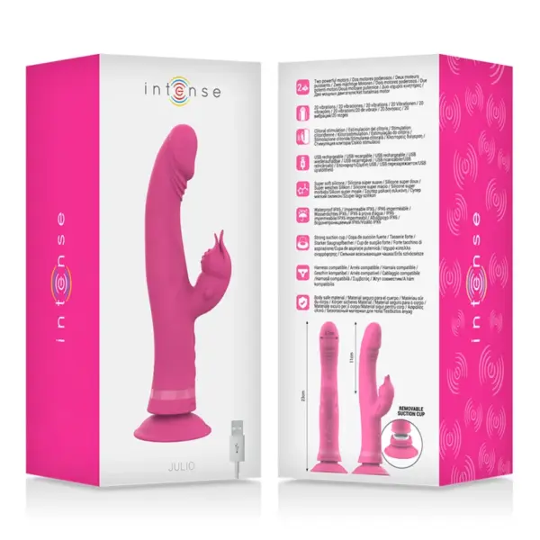 Intense - Vibrador Rabbit Silicona Rosa para Placer Dual - Imagen 8