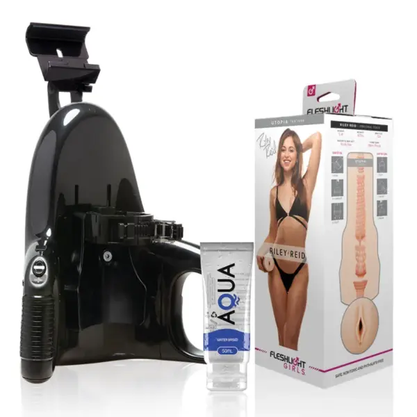 FLESHLIGHT - Vagina Riley Reid Utopia + Universal Launch + Lubricante Aqua Quality 50 ml