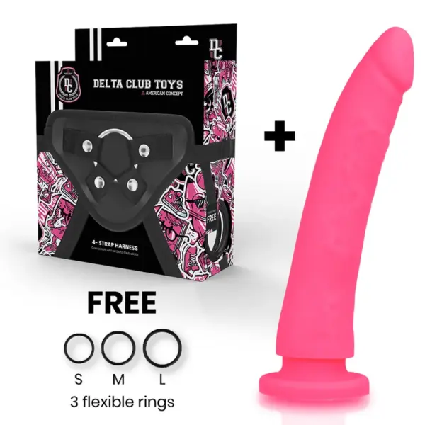 DELTA CLUB - Toys Arnés + Dildo Rosa Silicona Médica 23 cm -O- 4.5 cm - Imagen 2