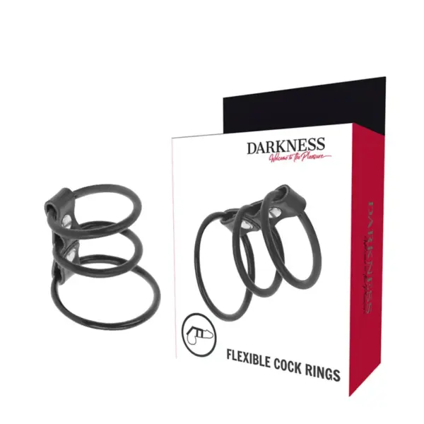 DARKNESS - Set de 3 Anillas Pene Flexible para Erecciones Duraderas