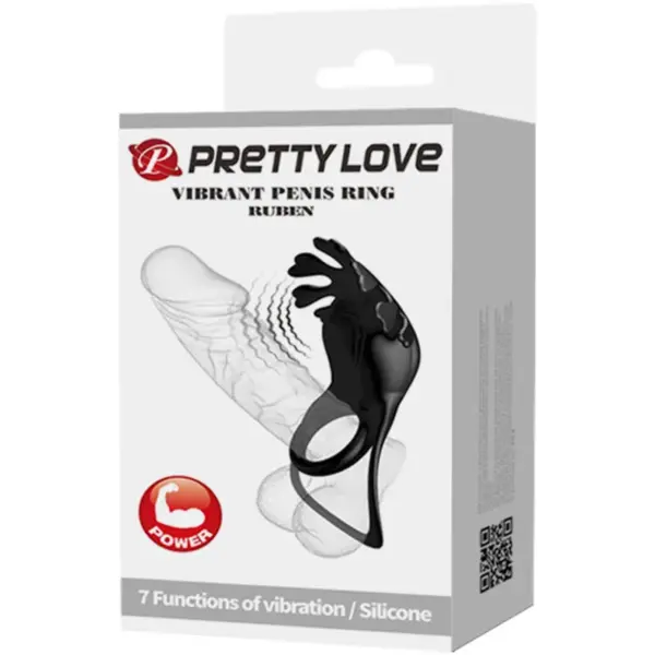 Pretty Love - Ruben Anillo Vibrador 7 Vibraciones Silicona Negro - Imagen 9