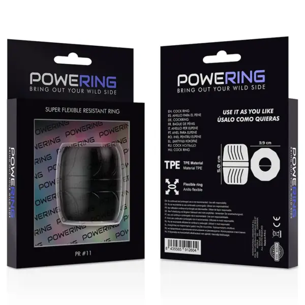 Powering - Anillo Pene Super Flexible y Resistente PR11 Negro - Imagen 7