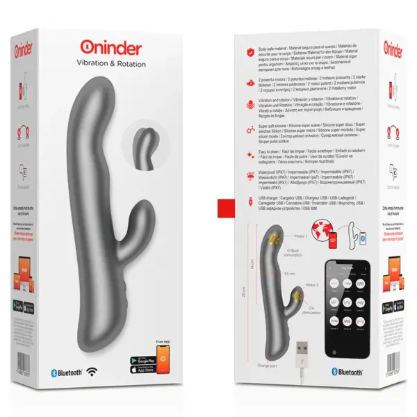 ONINDER - Vibrador Rabbit con Rotación Negro y App Gratuita - Imagen 8