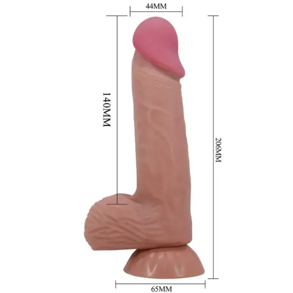 Pretty Love - Sliding Skin Series Dildo Realístico con Ventosa Piel Deslizante Moreno 20.6 cm - Imagen 6