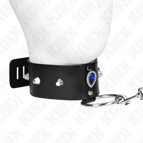 KINK - Collar con Correa 65 cm con Diamantes Azules Ajustable 36-43 cm x 5 cm - Imagen 2