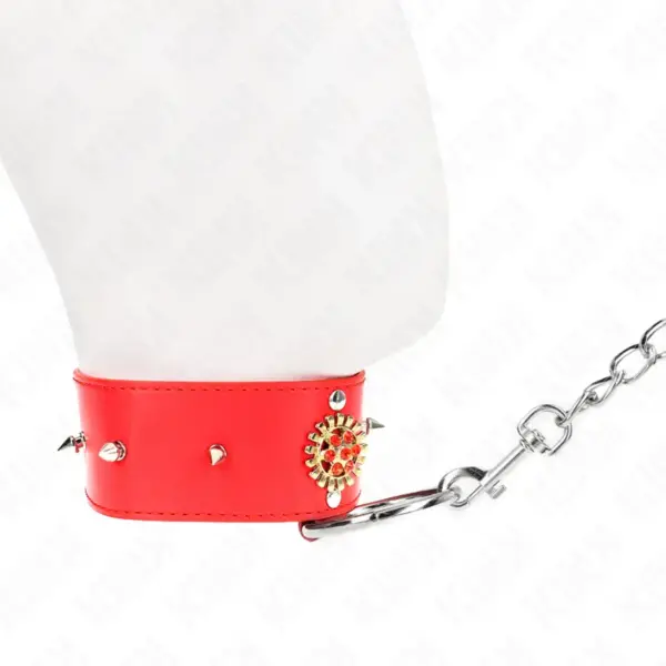 KINK - Collar con Correa 65 cm Cuello de Diamantes Rojo Ajustable - Imagen 3