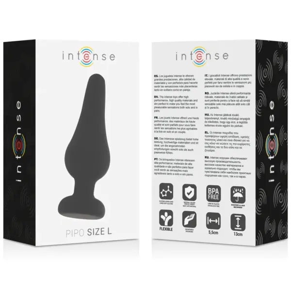 INTENSE - Anal Plug PIPO L Silicone Negro 13 cm - Imagen 4