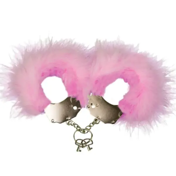 ADRIEN LASTIC - Esposas Metal con Plumas Rosa