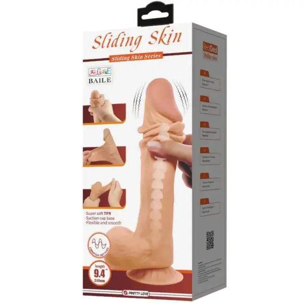 Pretty Love - Sliding Skin Series Dildo Realístico con Ventosa y Control Remoto Natural 24 cm - Imagen 2