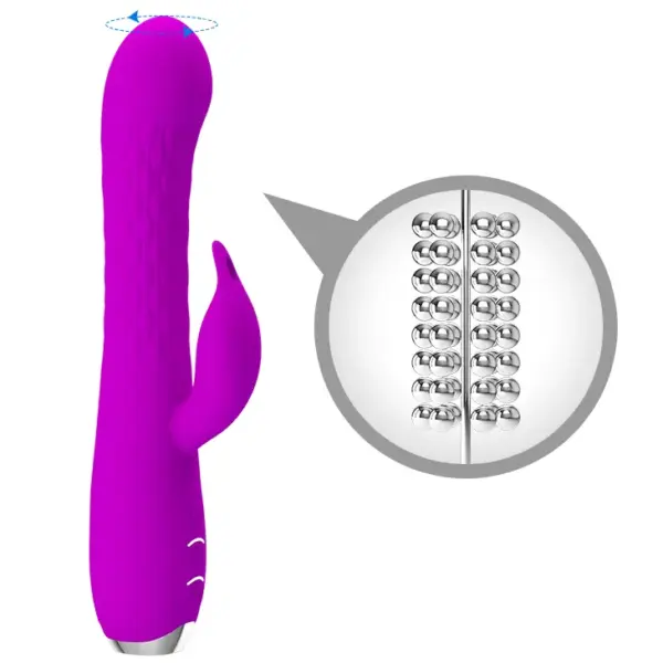 Pretty Love - Vibrador rabbit con rotación recargable morado - Imagen 10