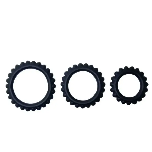 BAILE - Titan Set 3 Pcs Cock Ring Black 2.8 + 2.4 + 1.9 CM