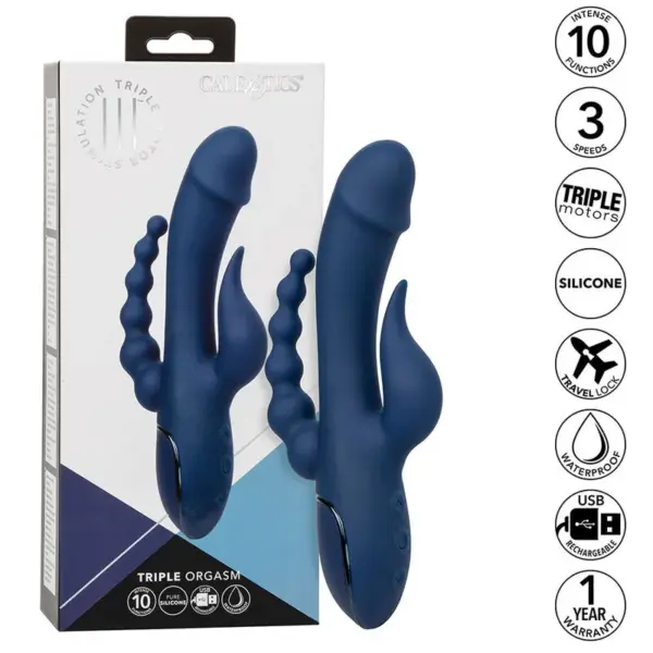 CalExotics - Vibrador Triple Orgasm Azul - Imagen 2