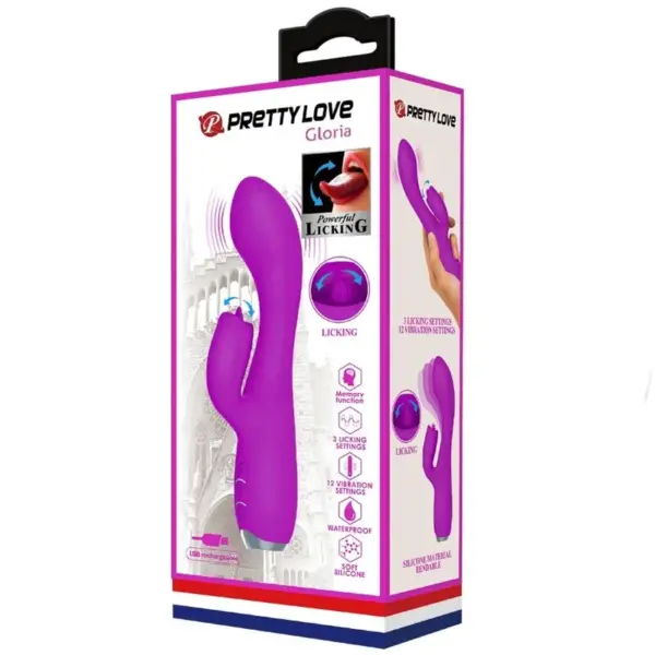 Pretty Love - Vibrador rabbit con licking morado - Imagen 11