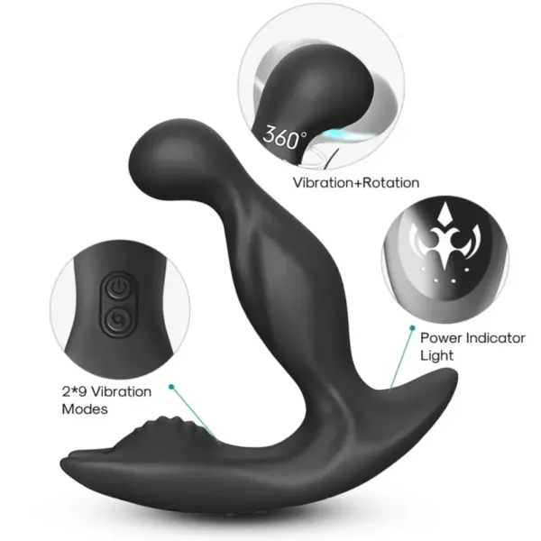 ARMONY - Bat King Vibrador Anal Próstata Rotador Control Remoto Negro - Imagen 2