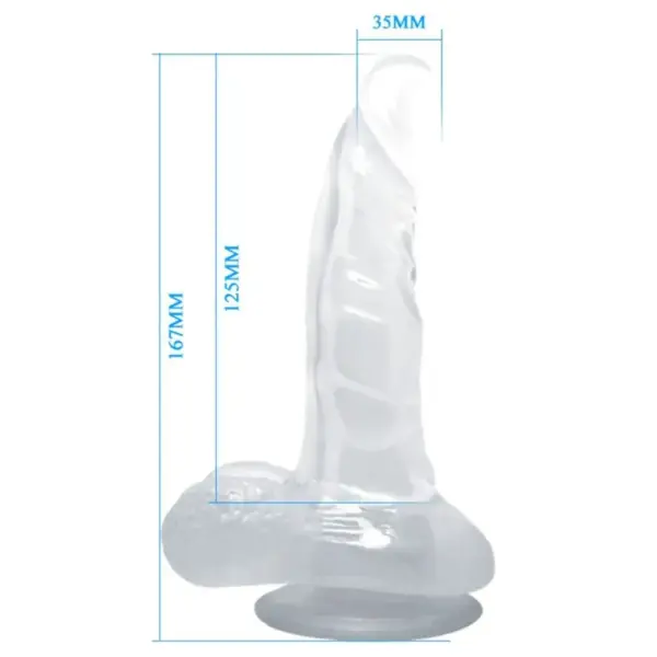 Baile - Dildo Realista con Ventosa y Testículos 16.7 cm Transparente - Imagen 5