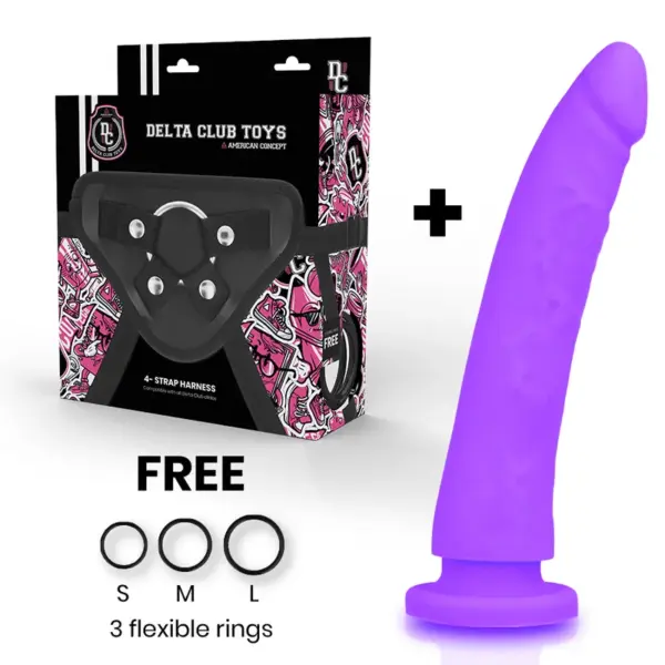 Delta Club - Arnés y Dildo Lila de Silicona Médica de 23 cm - Imagen 2