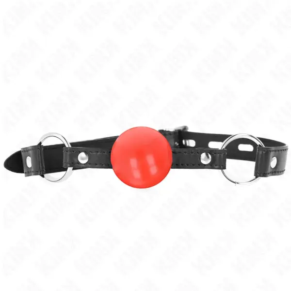 KINK - Mordaza de Bola 4 cm TPE Rojo 60 x 2 cm para BDSM - Imagen 3