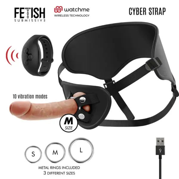 Fetish Submissive - Arnés con Dildo Control Remoto Tecnología WatchMe M