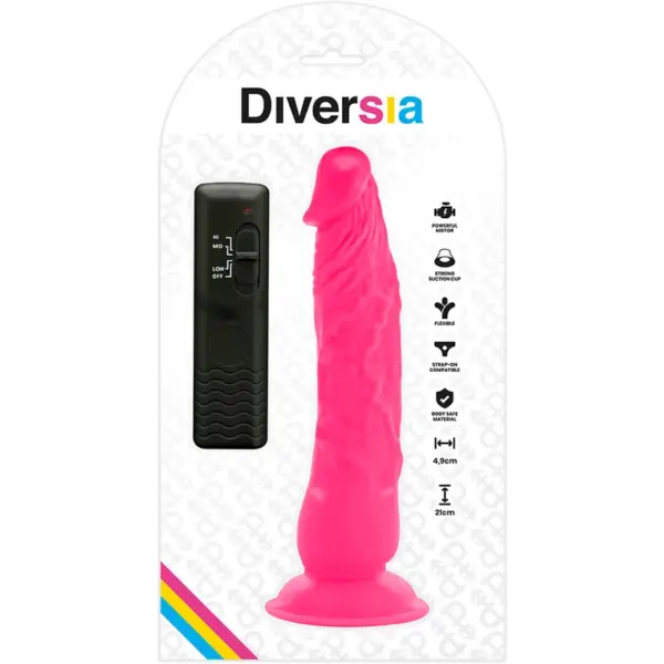 DIVERSIA - Dildo Flexible con Vibración Rosa 21 cm -O- 4.9 cm - Imagen 9