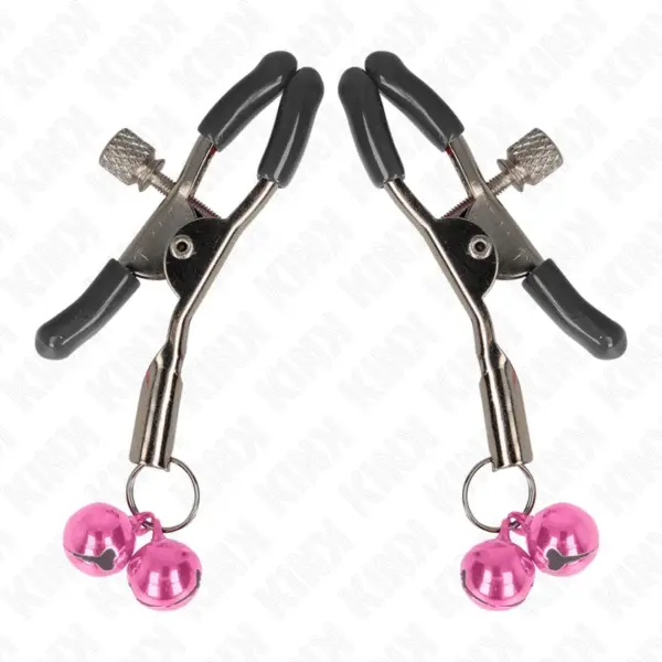 KINK - Pinzas para Pezones con Doble Campanilla Rosa 6 cm - Imagen 2