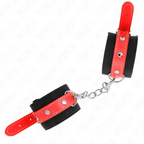 KINK - Muñequera de nylon negro con correa polipiel rojo ajustable - Imagen 2