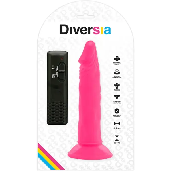 DIVERSIA - Dildo Flexible con Vibración Rosa 23 cm -O- 4.3 cm - Imagen 9