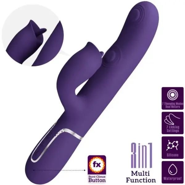 Pretty Love - Vibrador rabbit con licking morado - Imagen 3