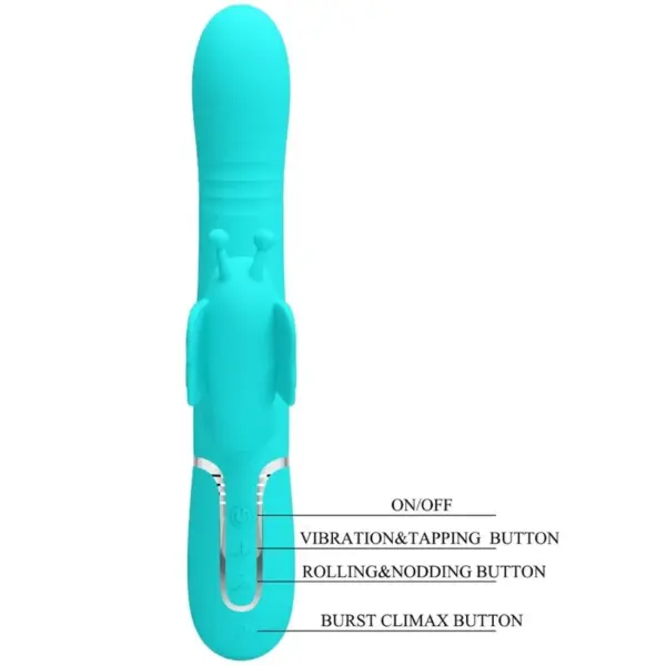 Pretty Love - Vibrador rabbit multifunción 4 en 1 mariposa verde agua - Imagen 8