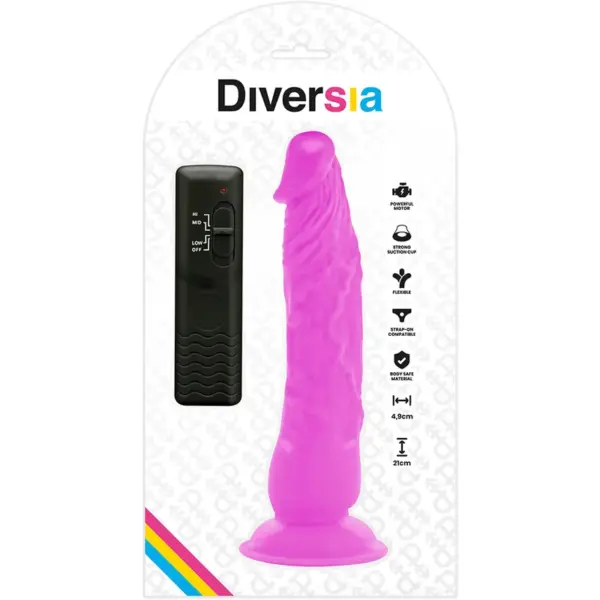 Diversia - Dildo Flexible con Vibración Lila 21 cm - 4.9 cm - Imagen 9