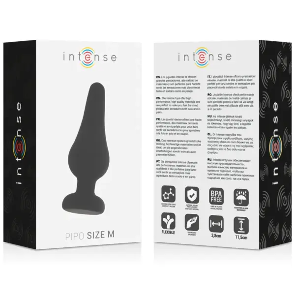 INTENSE - Anal Plug Pipo M Silicona Negro 11 cm - Imagen 4