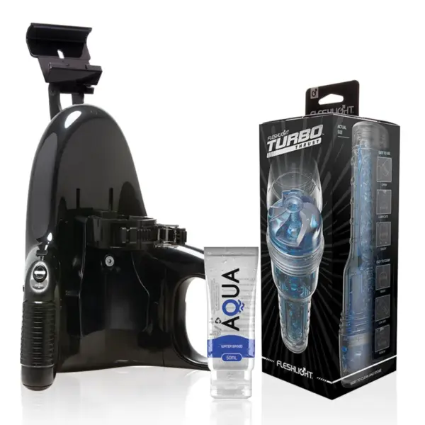 Fleshlight - Turbo Thrust Blue Ice con Universal Launch y Lubricante Aqua Quality 50 ML