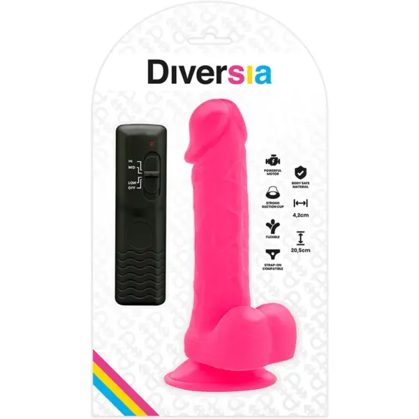 DIVERSIA - Dildo Flexible con Vibración Rosa 20.5 cm - Ø 4.2 cm - Imagen 9