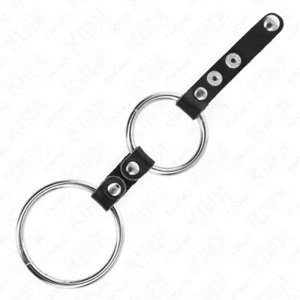 KINK - Anillo Pene Doble 3.8 cm a 5 cm Conectados por Cuero - Imagen 3