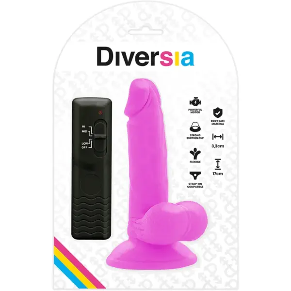 DIVERSIA - Dildo flexible con vibración morado 17 cm -O- 3.3 cm - Imagen 9