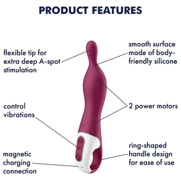 Satisfyer - Vibrador A-Mazing 1 para Estimulación del Punto A en Color Berry - Imagen 4