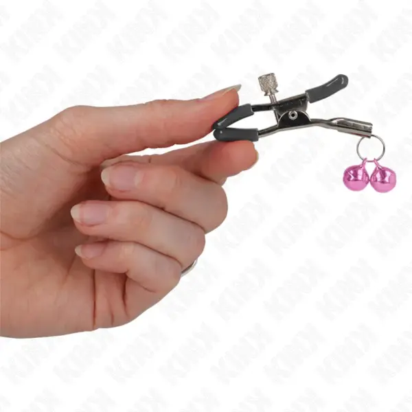 KINK - Pinzas para Pezones con Doble Campanilla Rosa 6 cm - Imagen 3