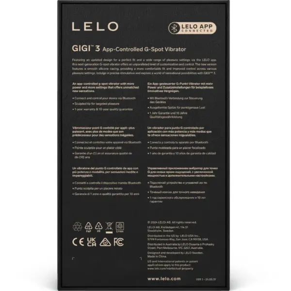 LELO - GIGI™ 3 Vibrador Punto G Violeta con Control Personalizado - Imagen 4