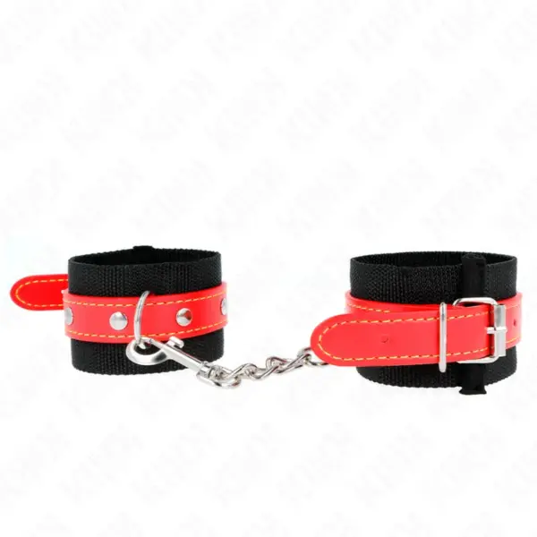 KINK - Muñequera de nylon negro con correa polipiel rojo ajustable