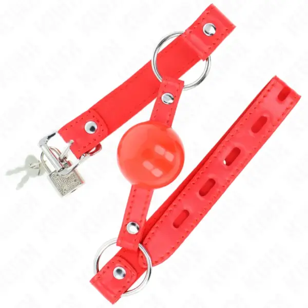 KINK - Mordaza de bola 4 cm TPE con candado rojo - Imagen 2