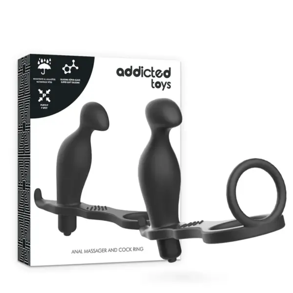 ADDICTED TOYS - Plug Anal con Anillo Silicona Negro 12 cm